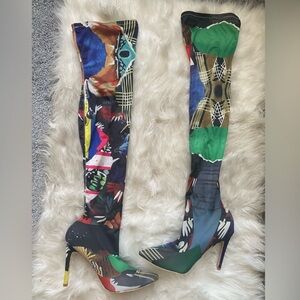 Colorful Patterned Over-the-Knee Women's Boots